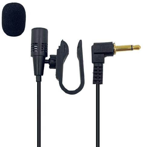 SPTSSWET Microfono da auto portatile da 3,5 mm per montaggio esterno, compatibile con JVC Alpine Kenwood Sony Jensen per auto con unità principale abilitata stereo radio GPS DVD