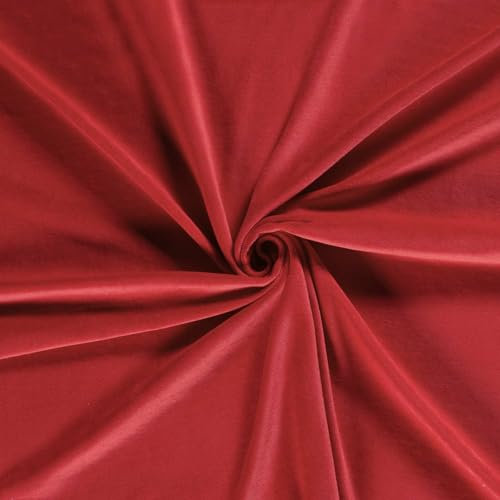 Nicky-Stoff Velour Nicky uni Zuschnitt ab 50 x 150cm Velourstoff Baumwolle Farbwahl, Farbe:056 - kirschrot