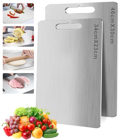 Tita Schneidebret BPA-freies Beidseitiges Edelstahl-Schneidebrett, Antibakteriell & Nachhaltig – Vielseitig für Fleisch, Brot, Gemüse & Obst – Langlebig & Pflegeleicht N10