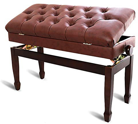 Adjustable Leather Piano Bench with Storage Waterproof and Breathable Keyboard Bench for Piano Players 50 60cm Brown Black (Brown)