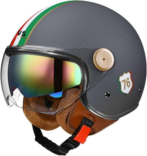 Casco Da Motociclista Vintage 3/4 Aperto Con Doppia Visiera, Casco Jet In Stile Retrò, Casco Da Motociclista Jet Certificato ECE B,M