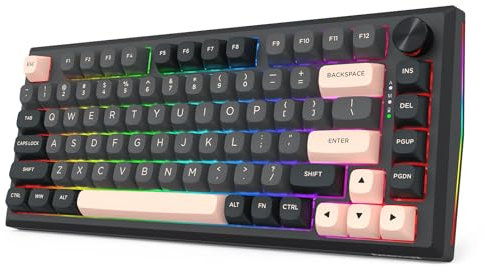Redragon K687 PRO Wireless CNC Gasket Gaming Keyboard, 81 Keys Mechanical Keyboard w/Premium CNC Aluminum Board, Easy-Control Knob, 5-Layer Noise Dampening, Custom Linear Switch, Round PBT Keycaps