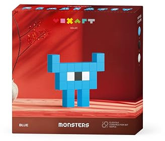 VOXART Pixel Art Bauset Blau, 3D-Fliesenbasiertes Heimdekor-Modell, Erstellen & Präsentieren von Retro-Pixel-Figuren, einzigartiges künstlerisches Geschenk für Gamer, Designer und Sammler, Monster