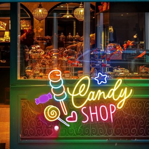 Godisaffär neonskylt söt klubba godis neonljus anpassad företagslogotyp öppningsskylt godisbutik väggdekor godis LED-ljus välkomstskylt