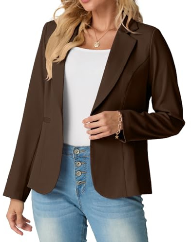 GRECERELLE Blazer da donna a maniche lunghe, giacche casual eleganti da lavoro, ufficio, lavoro, matrimonio, con tasche con bottoni, per donne 40-52