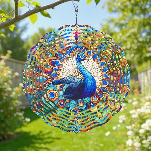 JIANYANA Windspiel,3D-Hängedekoration für den Garten,für drinnen und draußen,Regenbogen-Windspiele,Kunstdekoration den Innen Außenbereich,Hof,Basteln,Fenster,Heimdekorationen