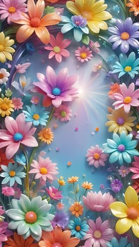 ARTGOTO Diamond Painting Erwachsene Groß XXL 60 x 105 cm Blumenwiese | Blüten in Pastellfarben DIY Diamant-Malerei 3 Werkzeugsets 30 % Extra-Diamanten