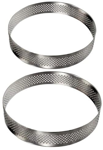 iplusmile Moule à Gâteau Rond en Acier Inoxydable 2 Pièces Argenté | Cercle Patisserie 20cm, Design Perforé Antiadhésif, Facile à Nettoyer et Résistant à Chaleur
