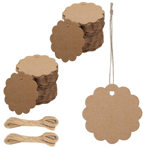Saituo Home 200 Stück Geschenkanhänger, Geschenkanhänger zum Beschriften | Kärtchen zum Beschriften mit 20m Schnur, Kraftpapier Etiketten, Craft Card Geschenk Anhänger für Handmade Hochzeit Geschenk