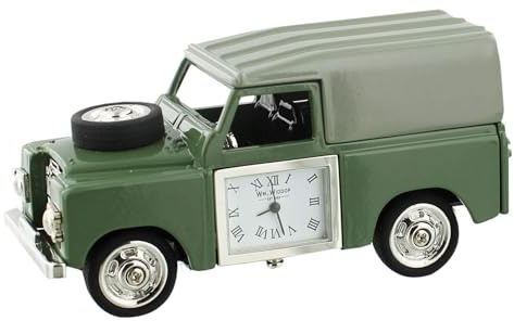 Wm Widdop Miniature Clock 4 Wheel Drive Vintage Look Green Land Rover