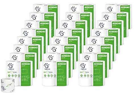 Papernet Bio Tech - Papier Hygiénique (409040), 24 Paquets de 4 Rouleaux en Cellulose Pure et Longueur de 27,5 m, 2 épaisseurs, 250 Feuilles par Rouleau