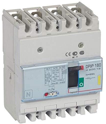 Legrand 420013 Disjoncteur Magnétothermique DPX³160, Pouvoir de Coupure 16kA 400V~, 4P, 63A