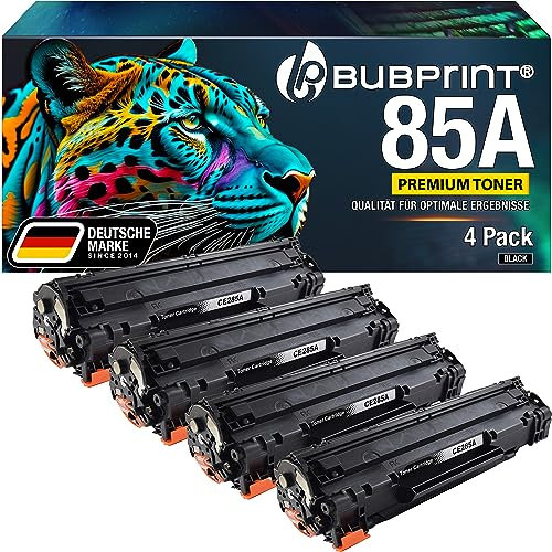 Bubprint 4 Tonerkartuschen kompatibel als Ersatz für HP 85A CE285A für Laserjet Pro P1102 P1102W P1106 P1100 P1109W M1132 M1136 MFP M1212nf M1217nfw M1212 M1210 Schwarz