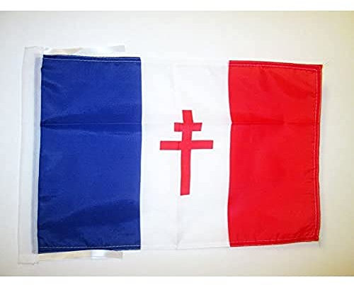 AZ FLAG - Drapeau France Général de Gaulle - 45x30 cm - Pavillon Français 1959 100% Polyester Avec Deux Cordelettes - 20g