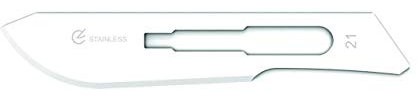 GIMA Gima - Lames en acier inoxydable, Inox, à pointe arrondie standard, stériles, jetables, taille n. 21, 100 lames emballées individuellement.