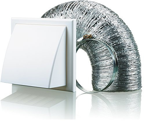 Cooker Hood Wall Ventilation Duct Cowled Grille Shutter Vent Kit Bathroom Fan or Kitchen Hob Extractor (6 White)