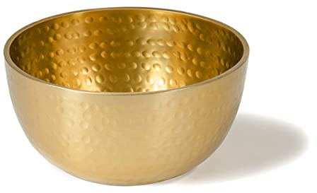 Red Co. 5” Luxurious Round Hammered Aluminum Decorative Bowl, Gold Finish