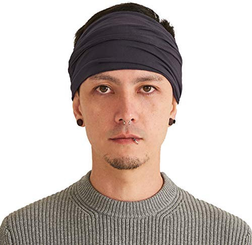 CHARM Stirnband Herren Bandana Damen - Kopftuch Herren Hair Band Men Headband Damen Piraten Haarband Männer Sport Dunkelgrau M