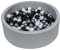 Velinda Bällebad Ballpool Kugelbad Bällchenbad Bällchenpool Kinder Pool mit 300 Bällen (Farbe der Bälle: schwarz, weiß, silberfarben)