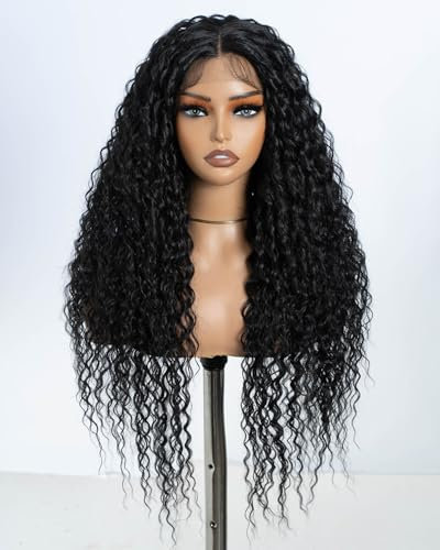 Style Icon Lace Front Perücken Wigs 71cm Curly Wellige Synthetische Perücken Für Frauen Tief mittel Teil Baby Haar Hitzebeständige Fasern Spitze Front