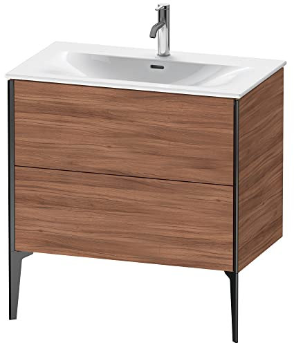 Duravit XViu 4302 Waschtischunterbau stehend, 2 Auszüge, für Waschtisch Viu 234483, 810x480 mm, Farbe (Front/Korpus): schwarz matt/nussbaum Natur - XV43020B279