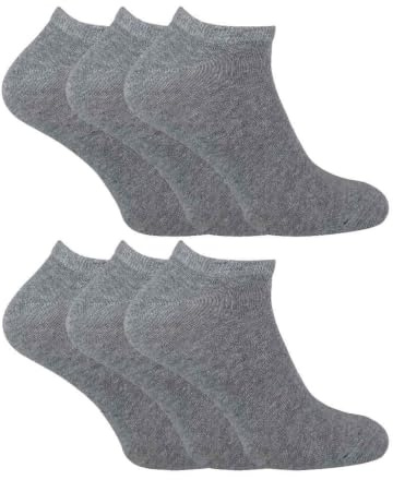 Sock Snob - 6 Pack Mens Cotton Ankle Low Cut Short Quarter Gym/Trainer Socks (12-14 UK, Grey)