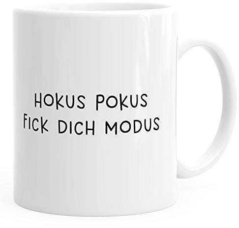 MoonWorks® Kaffee-Tasse Büro-Tasse Spruch Hokus Pokus Fick dich Modus weiß unisize