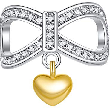 NINGAN Argento 925 Pendente perlato a forma di cuore adatto per collana di braccialetti da donna regalo per gli mamma (infinito cuore)