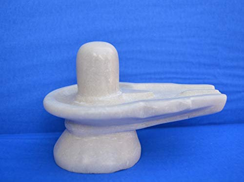 7inch Pure Marble Shivling Hindu God Shiva Lingam Shiv Ling Idol Murti Statue Adiyogi for Puja - Hindus Worship Idols Art Gallery Jaldhara White Marble Yoni peeth Gallery Baahubali Natural Stone