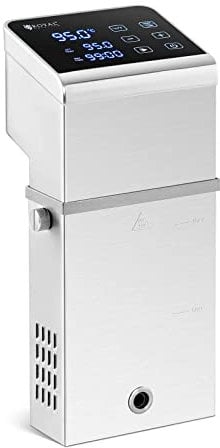 Royal Catering Thermoplongeur Cuisine Cuiseur Cuisson Sous Vide Basse Température Professionnel Électrique Réglable Plongeur RCVG-43 (2 300 W, 5-99 °C, 5 min - 99 h, Écran LCD, Pour Max. 80 l)