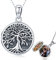 Baum des Lebens Halskette, Damen 925 Sterling Silber Foto Bilder Medaillon Anhänger Halskette mit Abalone Muschel, Amulett Schmuck Geschenke für Frauen Mädchen Mama Großmutter (Medaillon Kette-2)