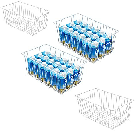 Lot de 4 paniers de rangement pour congélateur 40,6 cm avec poignées intégrées pour armoire, garde-manger, placard, chambre à coucher