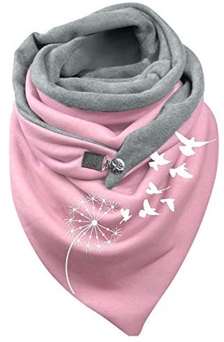 Briskorry Schal Damen Dreieck Elegant Schwarz Button Knopf Dreieckstuch Lässige Herbstschal Winterschal Retro Drucken Halstücher Herbstschal Weich Scarf (B1)