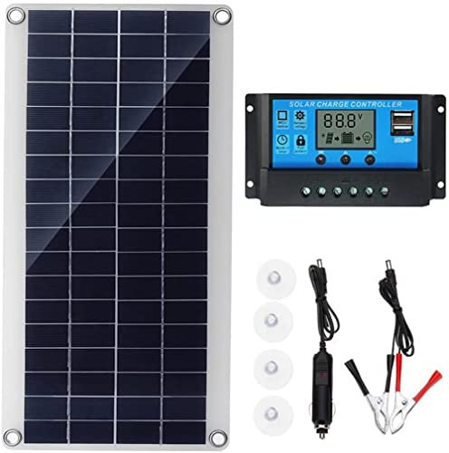 FUSSEM Kit De Panneau Solaire 300W Double Sortie USB Cellules Solaires Panneau Solaire ContrrLeur 60une pour Chargeur d'alimentation De Batterie 12V / 24V-10v Controller