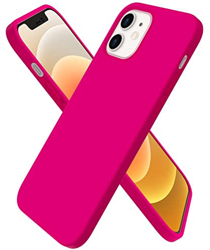ORNARTO kompatibel mit iPhone 12 | 12 Pro 6,1 Silikon Case, Hülle Ultra Dünne Voller Schutz Flüssig Silikon Handyhülle Schutz für iPhone 12 Pro/iPhone 12(2020) 6,1 Zoll Leuchtend Rosa