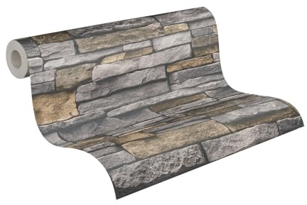 A.S. Création Wallpaper Stone Effect - Gray, Beige - Stone Wallpaper 395.99in x 20.87in Made in Germany - 388131