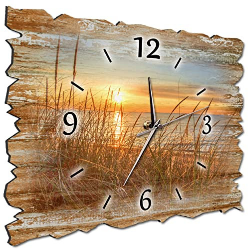 Bilder-Manufaktur BM Holz Funk Quarz Quarzwanduhr Wanduhr Funkwanduhr Funkwanduhren Funkuhr Funkuhren kein Ticken lautlos geräuschlos leise ohne Tickgeräusche groß XXL H3b-10219-funk