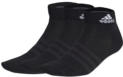 adidas Unisex Thin and Light Ankle Socks 3 Pairs, Black / White, 4.5-6