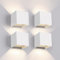 FUPE LED Wandlampe Innen/Aussen LED Wandlampe aussen modern Weiß 12W 4000K natürliches Licht IP65 Wasserdichte Outdoor Wand Applique Quadratische Strahlwinkel Einstellbare 4 Stücke