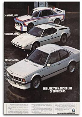 CLTE BMW Auto Sport Poster Wandposter Schlafzimmer Dekor Poster 12x18inch (30x45cm) Retro Vintage Auto Wandmontage