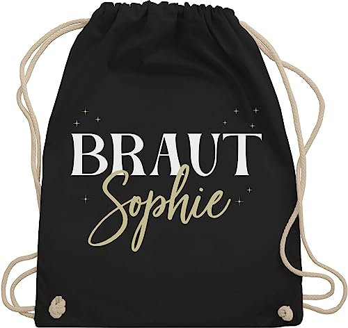 Turnbeutel Rucksack - JGA Junggesellenabschied - Braut Bride - Unisize - Schwarz - junggesellinnenabschied beutel jungesellenabschied name tasche kordelzug baumwolle polterabend rucksäcke frauen