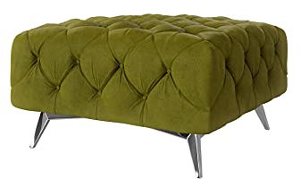 S-Style Möbel Maria Chesterfield-Hocker Sitzhocker Puff Pouf Fußhocker Gepolstert Sitzpouf Polsterhocker für Wohnzimmer Schlafzimmer 80 x 80 x 45 cm Olivengrün