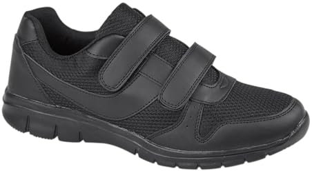 Mens Slip On Trainers Wide Fit Touch Fasten Gym Sports Running Sneakers Mens Shoes (Black, 9)