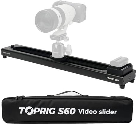 Accsoon Toprig S60 Slider per Fotocamera Motorizzato 23.6/60cm, lega di alluminio Tramite Pulsante o Controllo APP Bluetooth, Time Lapse, Focus Shot, Panoramica a 120°, per Fotocamera, DSLR, etc.