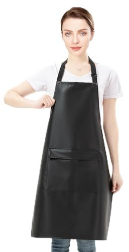 Gliitatu Gummischürze Metzgerschürze Fleischerschürze Schlachterschürze Schürzen Gastronomie Küchenschürze Herren Schürzen Gastronomi Wasserdichte Schürze Mit Zwei Tasche (1, Schwarz-Nackenband)