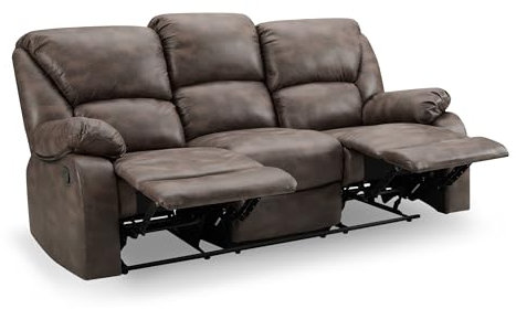 Home Detail Recliner Sofa & Armchair - 2, 3 Seater & Small Couch in Black, Brown or Dark Grey (Brown Faux Leather, 3 Seater)