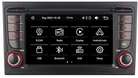 YZKONG Autoradio für Audi A4(B6/B7) 8E S4 RS4 2003-2012 kompatibel mit drahtlos Carplay Android Auto, 7 Zoll IPS HiFi-Sound hohe Leistung Touchscreen Auto Radio Empfänger AM/FM/BT/USB/RDS/Mirror Link