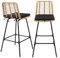 IDMarket - 2 x Barhocker Summer Rattan-Effekt Metallfuß schwarz