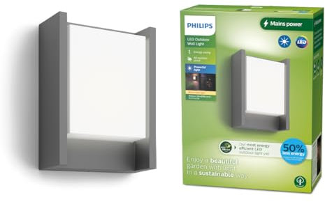 Philips Lighting Arbour UltraEfficient Outdoor Wall Light, 3.8W, 2700K, Antracite, IP44 Weatherproof