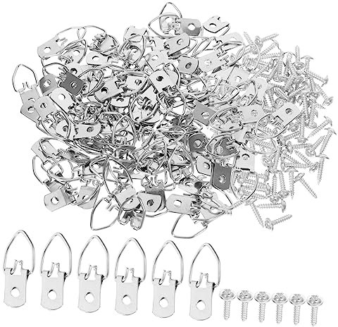 Veemoon D-Ring Hooks for Picture Frame 100pcs Heavy Duty Hangers Wall Hooks for Hanging
